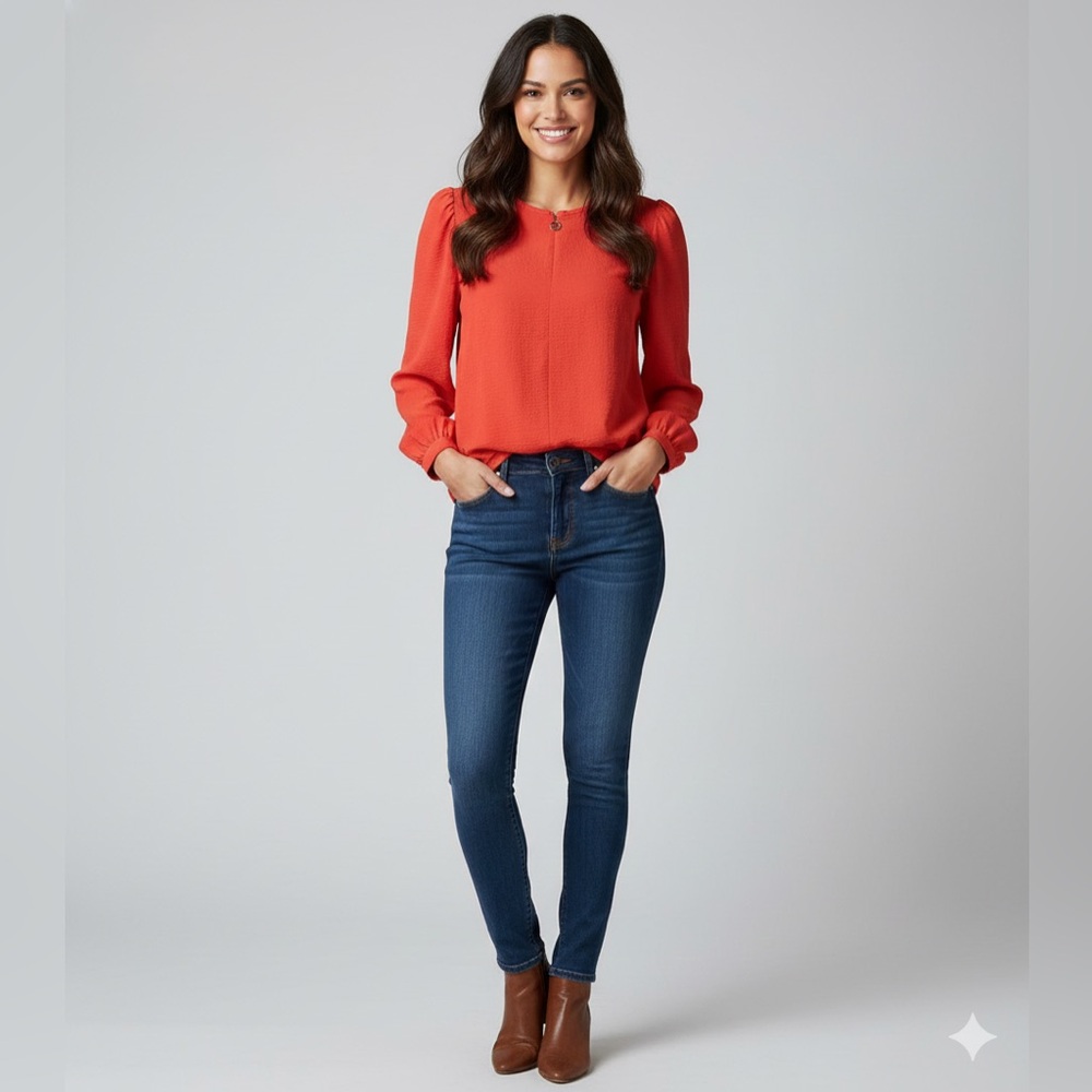 Tommy Hilfiger Red Blouse with Button Detail